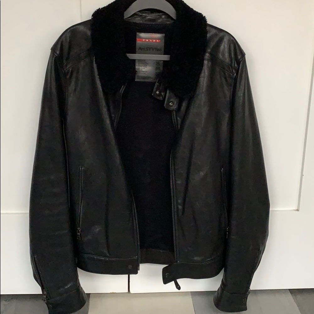PRADA black shearling and leather jacket